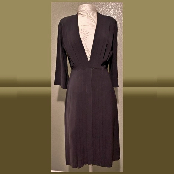 Authentic 1940s Black Crepe Coatdress - Picture 1 of 3